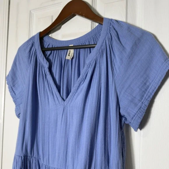 Pact Coastal Double Gauze Throw & Go Dress Blue Medium Organic Cotton - Picture 3 of 9
